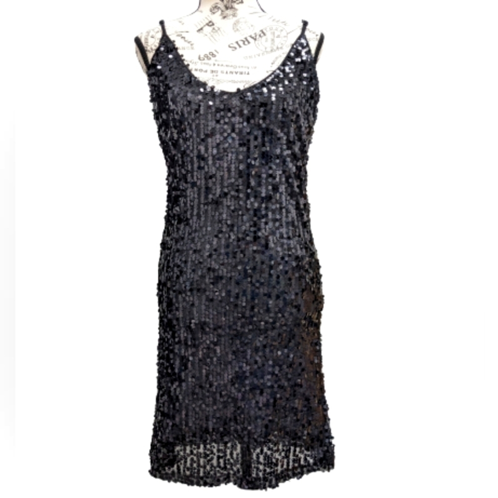 Seductions black sequin bodycon mini dress size L